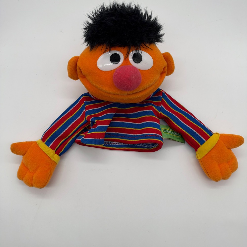 Gund Sesame Street Ernie Hand Puppet Plush 2010 Striped Shirt Toy